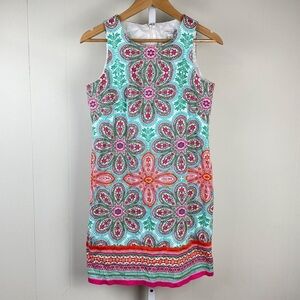 London Style Collection Shift Dress Paisley Floral Multicolor Sleeveless Size 18